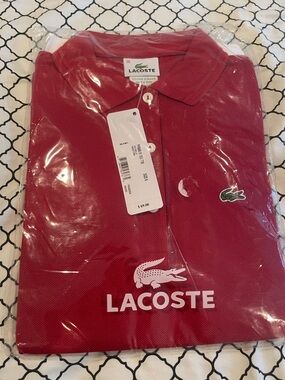 Vintage Lacoste Red Short-Sleeve Polo with Crocodile Logo
